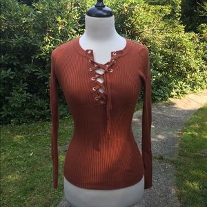 Front Lacing Long Sleeve Shirt